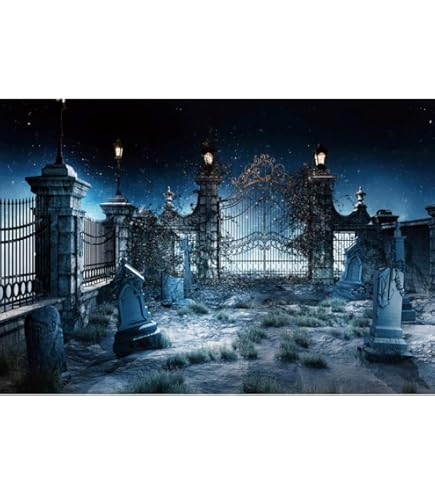 Aazon.co : AOFOTO 10x8ft Halloween Photography Backdrop Ceetary Full - View #2