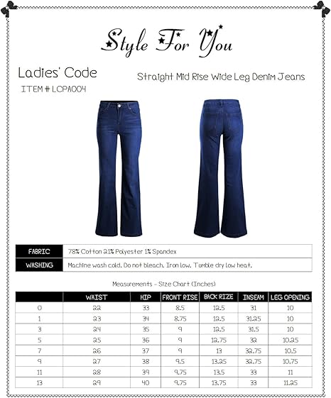 jeans rise chart