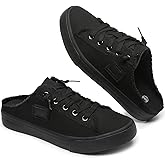 BENPAO Women's Slip on Sneakers Canvas Slip ons Shoes Fashion Comfortable Mules Womens Non Slip Loafers Casual Backless Shoes
