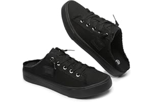 BENPAO Women's Slip on Sneakers Canvas Slip ons Shoes Fashion Comfortable Mules Womens Non Slip Loafers Casual Backless Shoes