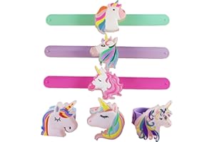 TZIXBOI Unicorn Birthday Decorations, Sticky Rolls Braclet for Kids 6-8 8-12, Unicorn Party Favors Light Up Bracelets for Girls Party Supplies