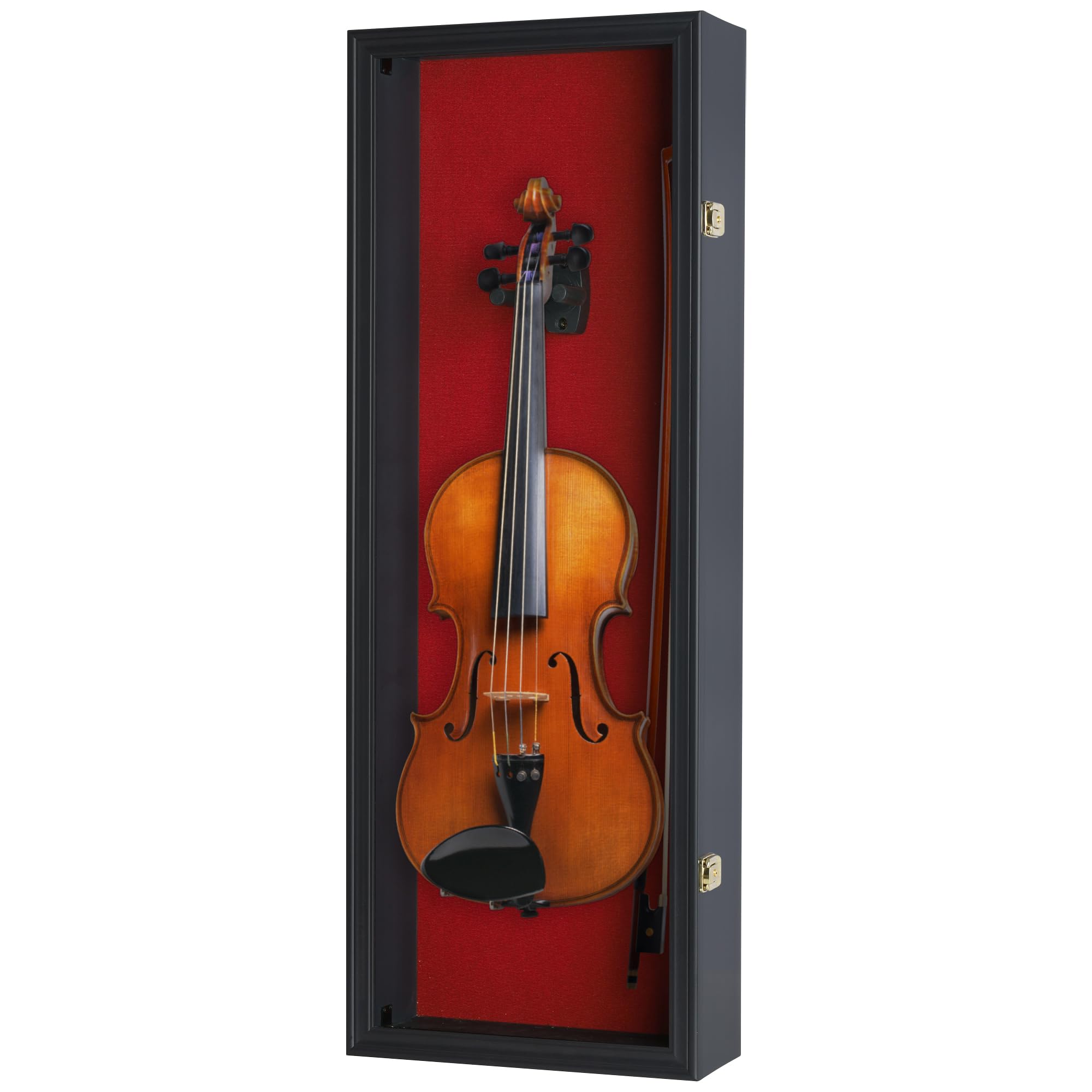 Photo 1 of ** PACKING TAPE STUCK TO THE GLASS*** Violin Display Case Violin Case Hanger Stand 33" Height Black Frame fits Ukulele Fiddle +