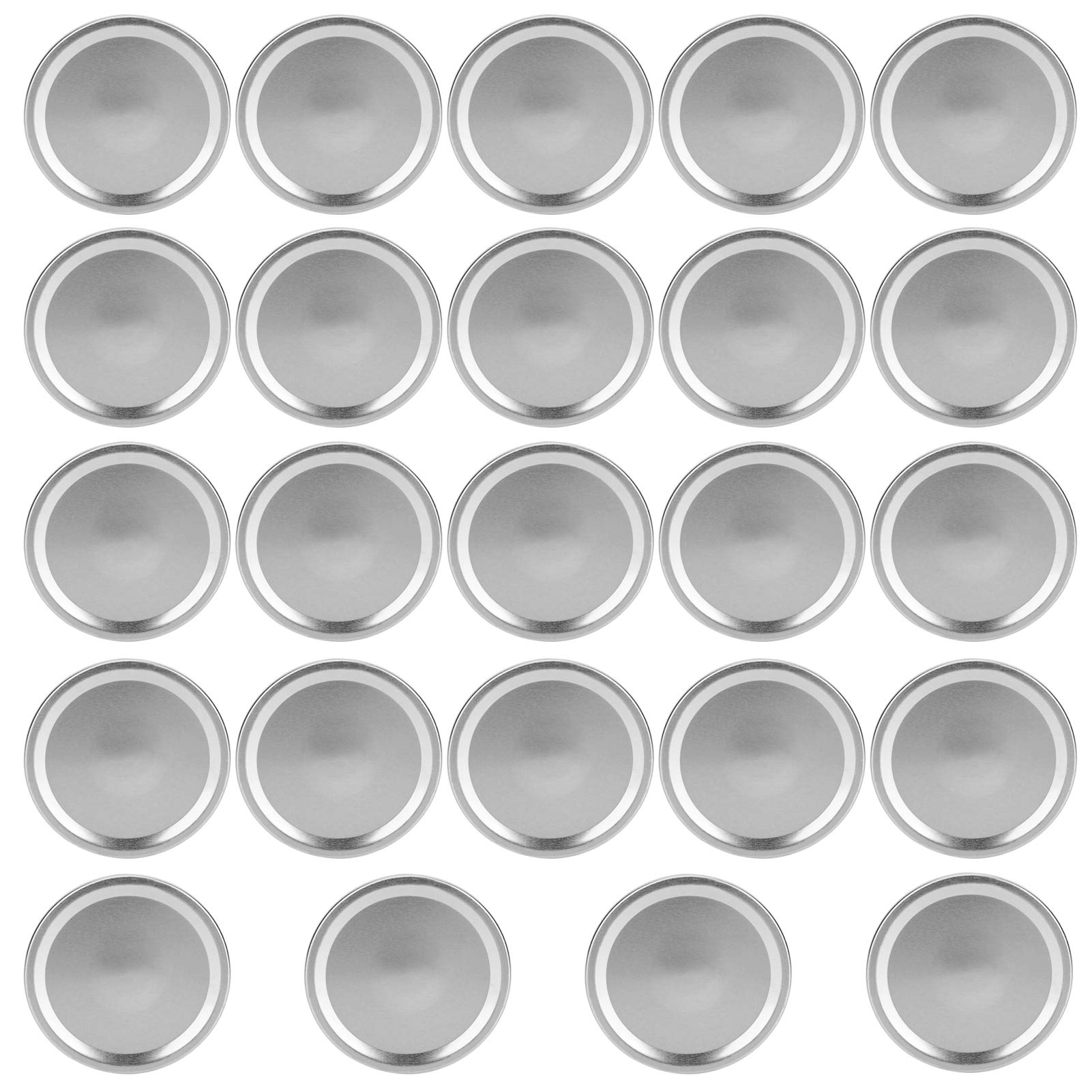 Atyhao 24PCS Round Stainless Steel Snap Lids, Canning Jar Sealing Storage Covers for Regular Wide Mouth Jar (86mm-Silver)