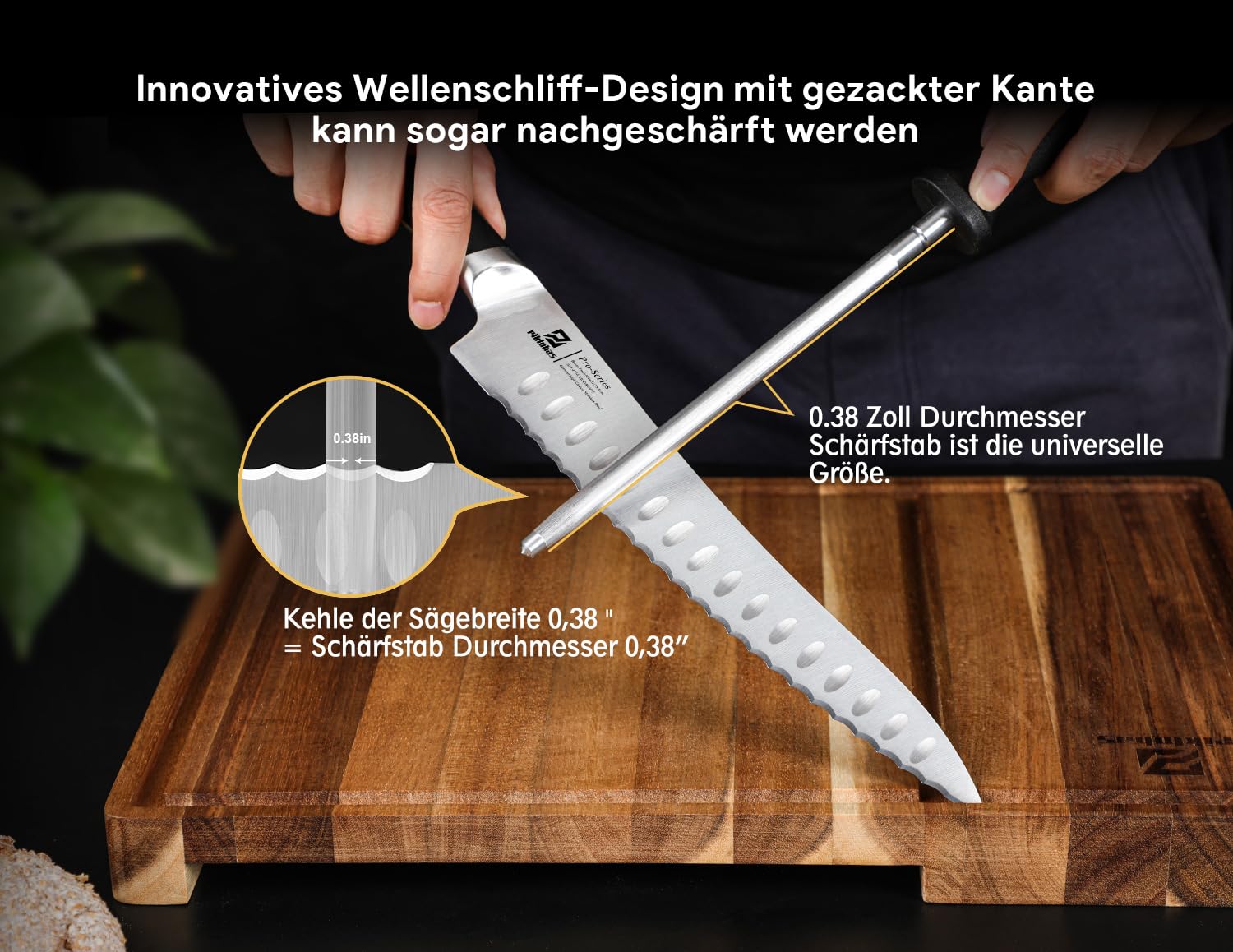 Piklohas 10-Zoll Nachschärfbares Brotmesser Wellenschliff aus Deutscher HC-Edelstahl Brötchenmesser, Extra Scharfe Bäckermesser für Brot, Frühstück mit dem Geschenkbox Bread Knife 6