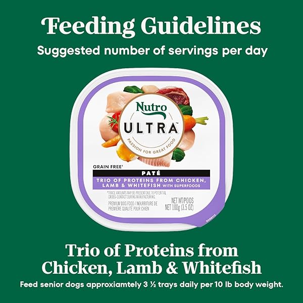 NUTRO ULTRA WET DOG FOOD ADULT PATE TRIO OF PROTEINS CHICKEN, LAMB & WHITEFISH, 3.5 OZ. TRAYS (12 COUNT, PACK OF 1)