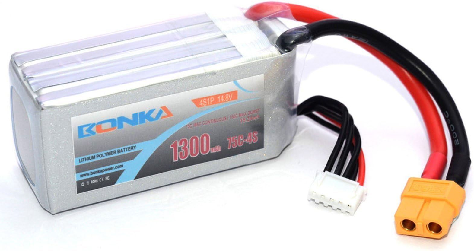 MadridGadgetStore® 1300mAh 75C 4S 14.8V Lithium Battery for Drone FPV Mini Quad Racing Hobby RC Quadcopter LIPO