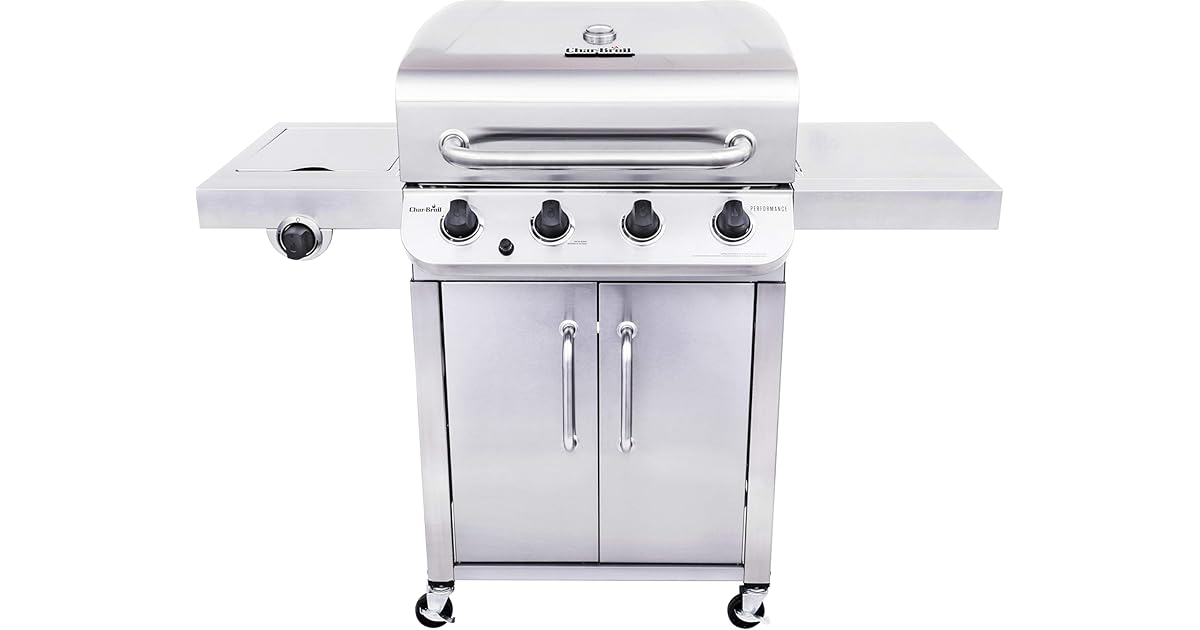 Char-Broil Performance Stainless Steel 4-Burner Cabinet Style Gas 
