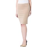 Fishers Finery Women's Ecofabric Ponte Pull On Stretch Above Knee Classic Pencil Skirt, Fitted