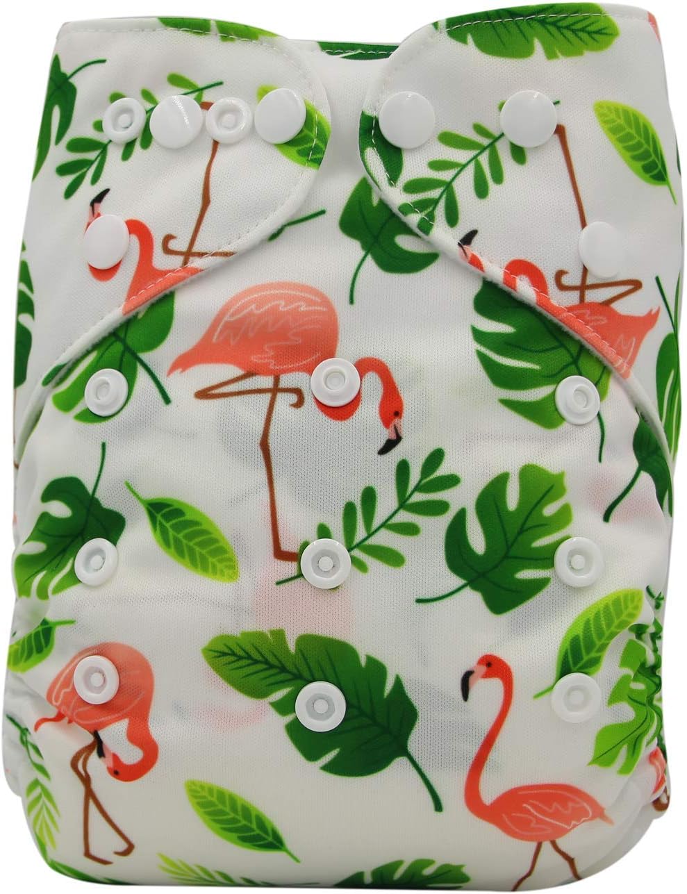 Ohbabyka Reusable Washable Baby Boys/Girls Pocket Cloth Diapers with 1pc Insert (Flamingo+1 Insert)