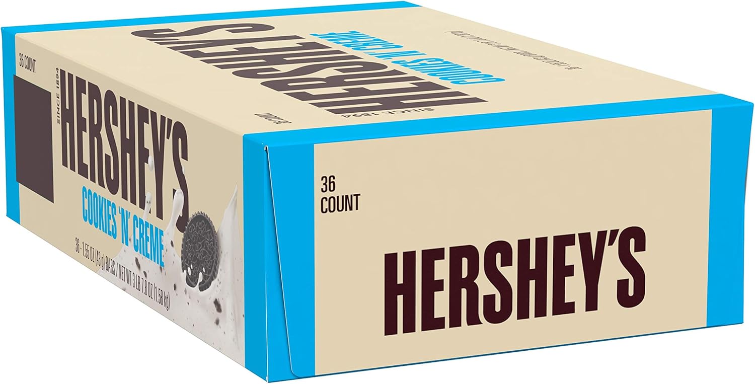 HERSHEY'S Chocolate Candy Bars, Cookies 'N' Crème, Gift, 36 Count