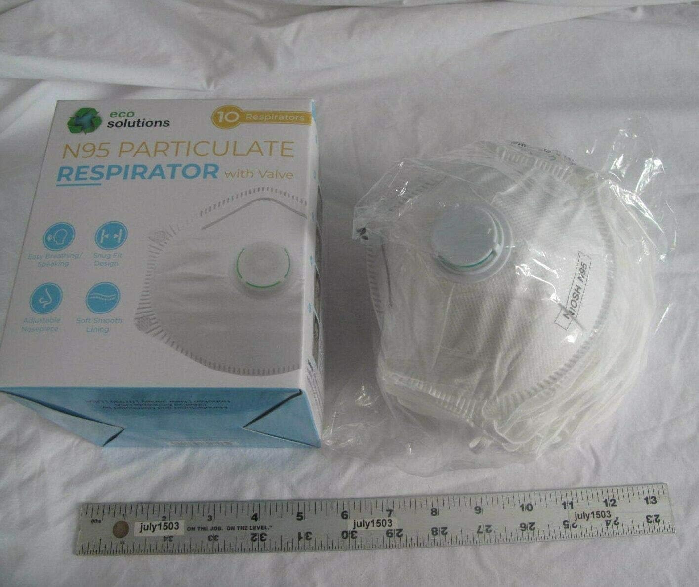 Nick88am (10) New Eco Solutions N95 Particulate Respirator Masks w/Valve NIOSH - Sealed!