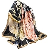 Aufeel Fashion Scarves 100% Satin Silk Scarf Long Lightweight Sunscreen Shawls Wraps for Women Hair Scarves