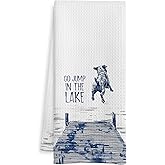WOTYPU Lake House Decor Kitchen Towels, Funny Lake Pug Nautical Gift Dish Tea Towel for Kitchen Decor, Pug Lover Gifts Hand Towels for Bathroom Decor, 16x24 Inch