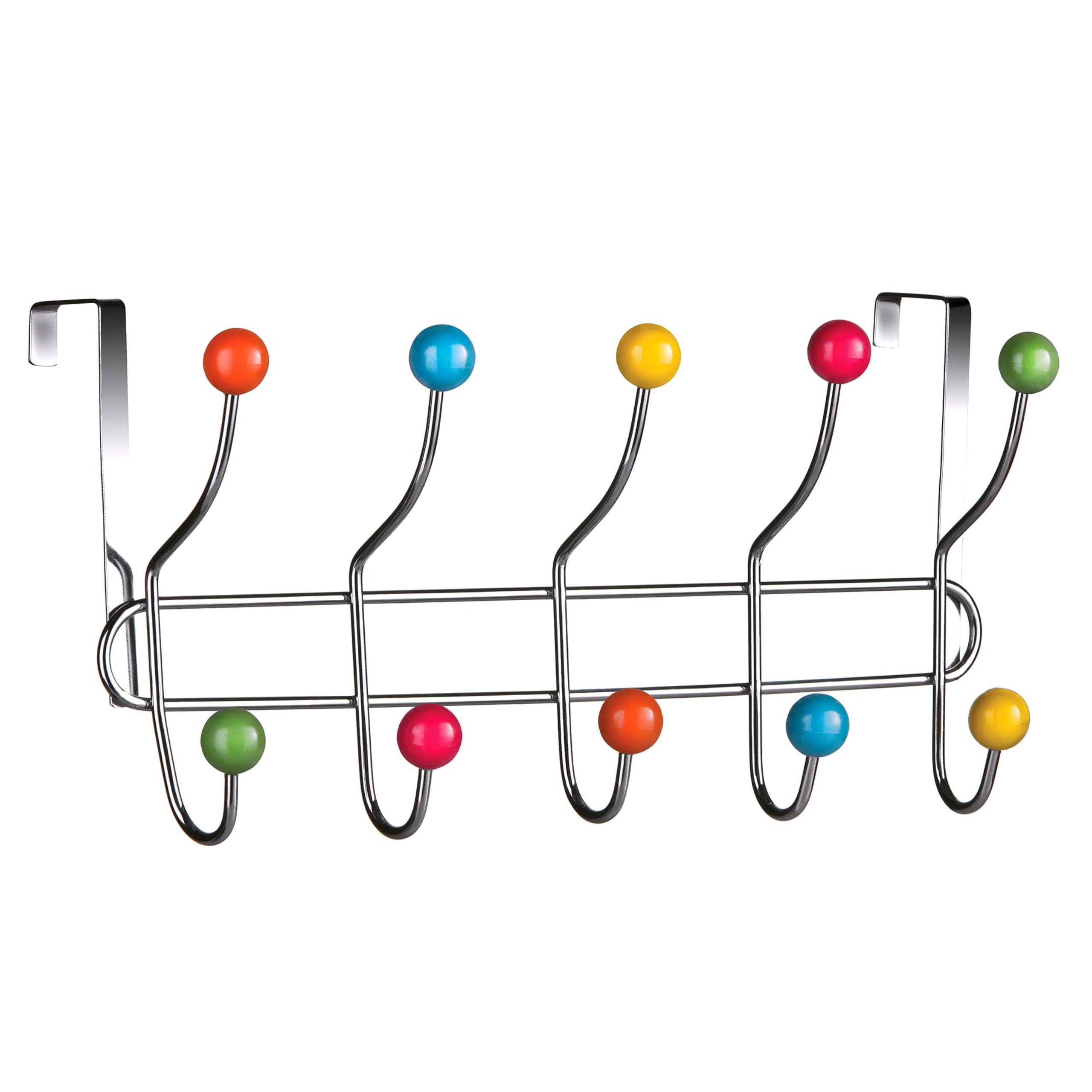 Premier Housewares Over Door Hooks Multi Color Plastic Over The Door Hanger / Hangers For Bedroom 10 Chrome Finish Hook Back Of The Door Coat Hanger 40 x 12.5 x 17.5