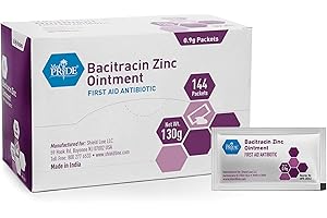 MED PRIDE Bacitracin Zinc Ointment, Antibiotic Cream for Wounds, Burns, Cuts, 144 Travel-Size Packets X 0.9g, First Aid