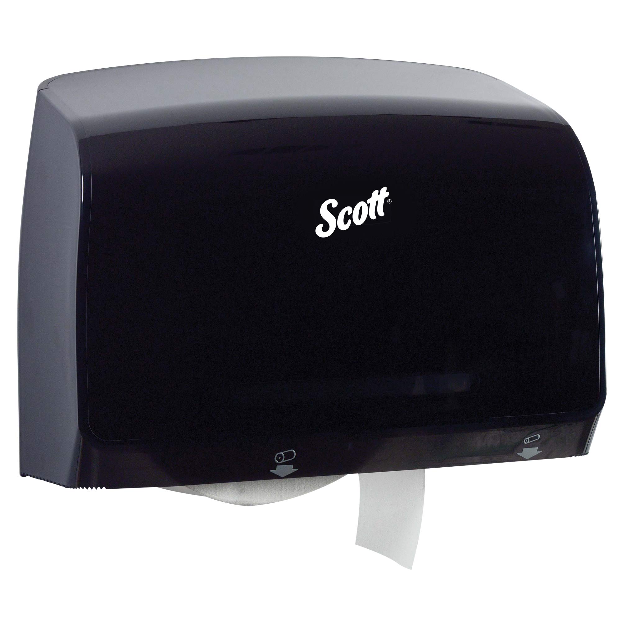 Kimberly-Clark Scott Pro MOD Jumbo Roll (JRT) Coreless Toilet Paper Dispenser (34831), 14.13” x 13.39” x 5.87”, Smoke / Black