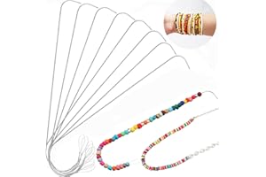 8PCS Handle Bead Spinner Needles,Curved Needles for Beading,Big Eye Bead Spinner Needles,Big Eye Curved Beading Needle Stainl