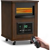 RealSmart Infrared Space Heater 1500W Electric Heater for Indoor Use | Remote Control, Thermostat &amp; ECO Mode, Timer, Tip-Over &amp; Overheat Protection, Dust Cover, Wheels