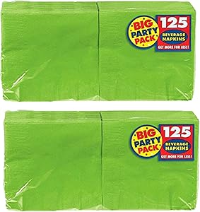 Amscan Big Party Pack 250 Count Beverage Napkins, Kiwi