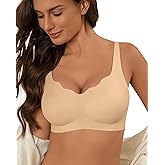 DEANGELMON Bras for Women No Underwire Seamless Wireless Bra Comfort Everyday Scalloped V Neck Bralette