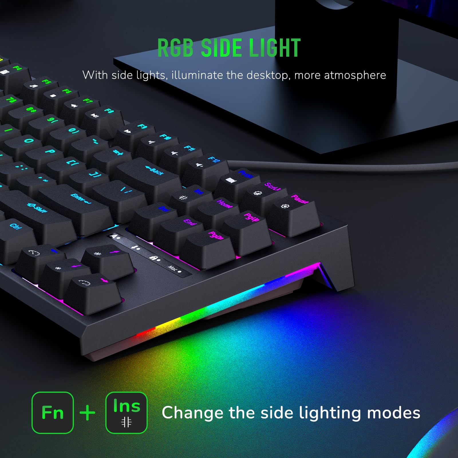 RK ROYAL KLUDGE R87 Mechanical Keyboard, 75% Layout Hot Swappable Wired Gaming Keyboard Software Macro Compact RGB Backlit PC Game Keyboards 87 Keys for Win Mac, Yellow Switch-Black