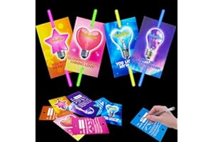 Kannove Valentines Day Gifts Cards for Toddlers, 24 Pack Glow Sticks with Classroom Exchange Cards for Kids, Funny Valentine School Class Party Favors Prizes Treats Toys for Boys Girls