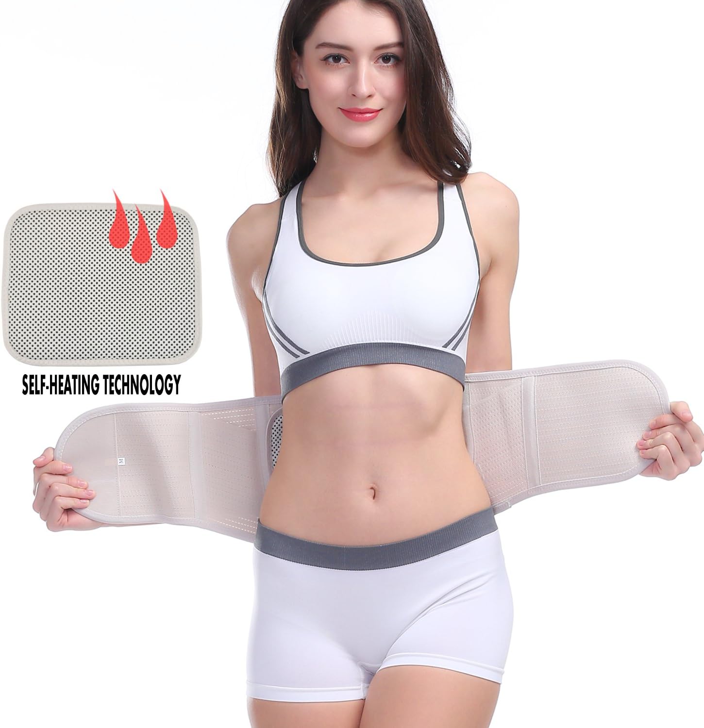 VITOMOR Lumbar Lower Back Support Massage Brace - Removable Self-Heating Magnetic Therapy Belt - Helps Relieve Lower Back Pain and Stress - 2 in 1 Support Belt for Woman and Man (Nude, 2XL)