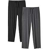 DAVID ARCHY Mens Pajama Pants Bamboo Rayon AirWeave Knit Lounge Pants, Soft Comfy Sleep Bottoms Lightweight PJs 2 Pack