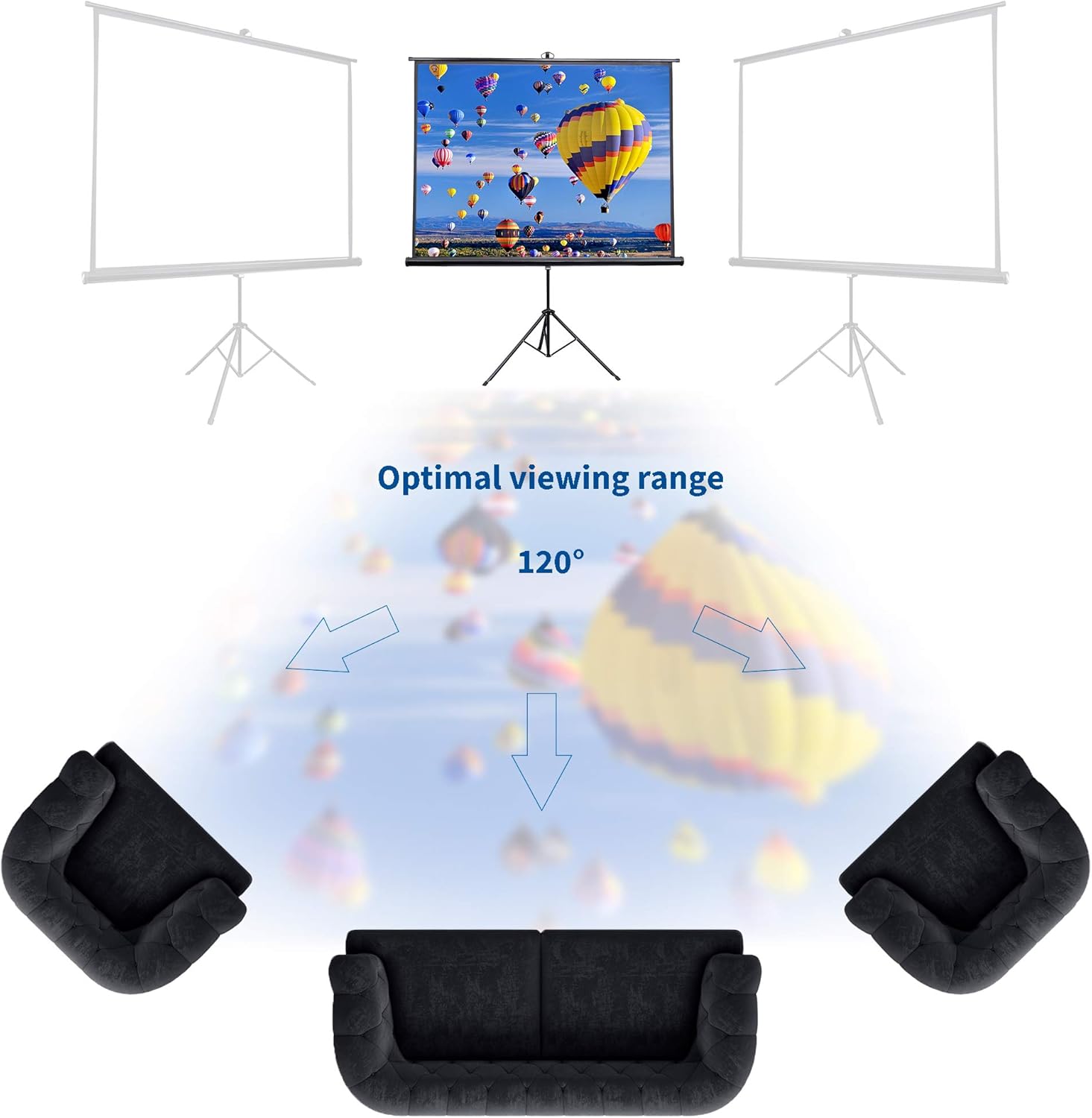 VIVO 100" Portable Indoor Outdoor Projector Screen, 100 Inch Diagonal Projection HD 4:3 Projection Pull Up Foldable Stand Tripod (PS-T-100): Electronics