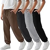 LessonZoo 4 Pack Boys Joggers Athletic Drawstring Sweatpants Kids Relaxed Fit Soft Sweat Pants Size 5-14 Years with Pockets