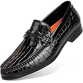 GOLDEN COXES FAMILY Fashion Alligators Printed Men's Dress Loafer Shoes Classic Buckle Slip-on Penny Loafers Formal Business Shoes for Men