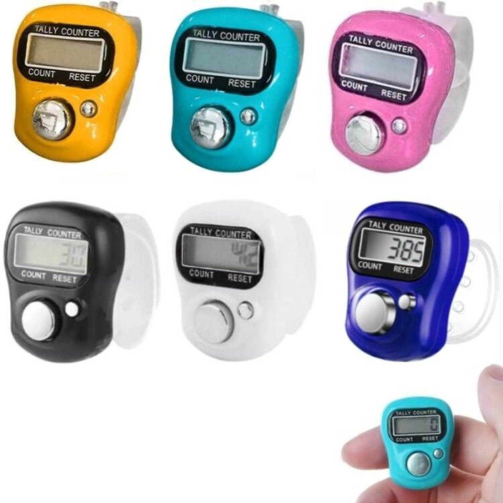 Digital Lap Counter, Mini Finger Counter, Electronic Hand Counter, Finger Counters, Digital LED Finger Clicker, Electronic Finger Counter, Finger Counter, Manual Counter, Mini Hand Counter (6 Colours)