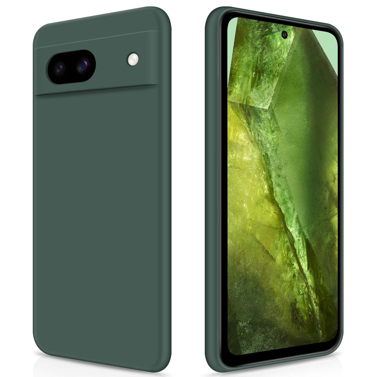 GiiYoon Case Compatible with Google Pixel 8A, Silky-Soft Touch Full-Body Protective Phone Silicone Case, Shockproof Cover with Microfiber Lining, Green โ image 1