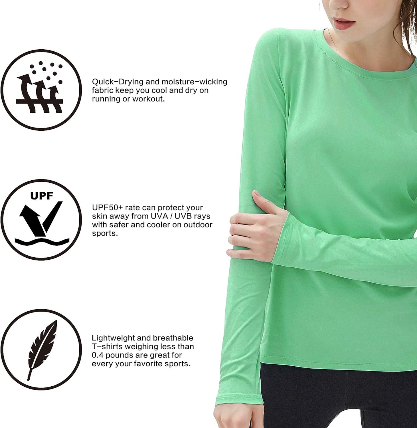Women's UPF50+ Long Sleeve UV Sun Protection Shirts Quick Dry Rash Guard Swim Outdoor T-Shirt for Fishing Running Workout: Clothing
