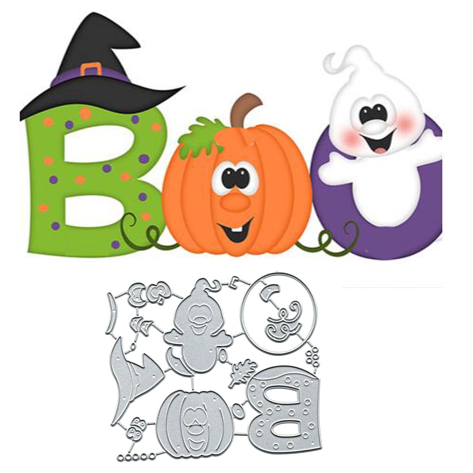 BOO Magic Poison Pumpkin Metal Die Cuts,Halloween Ghost Cutting Dies Cut Stencils for DIY Scrapbooking Album Decorative Embossing Paper Dies for Scrapbooking Card Making