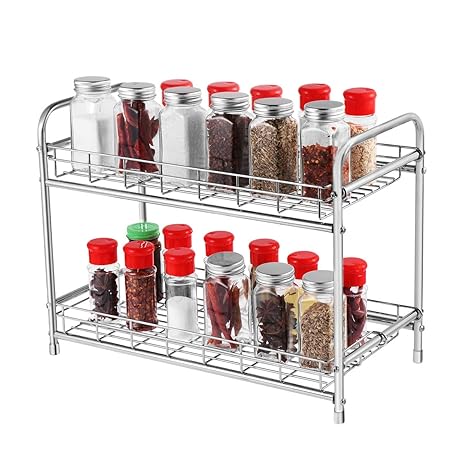 Amazon Com Bestonzon 2 Tier Spice Rack Kitchen Countertop Storage