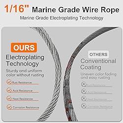 RECTOO 100FT 1/16" Wire Rope Kit, 7x7 Marine