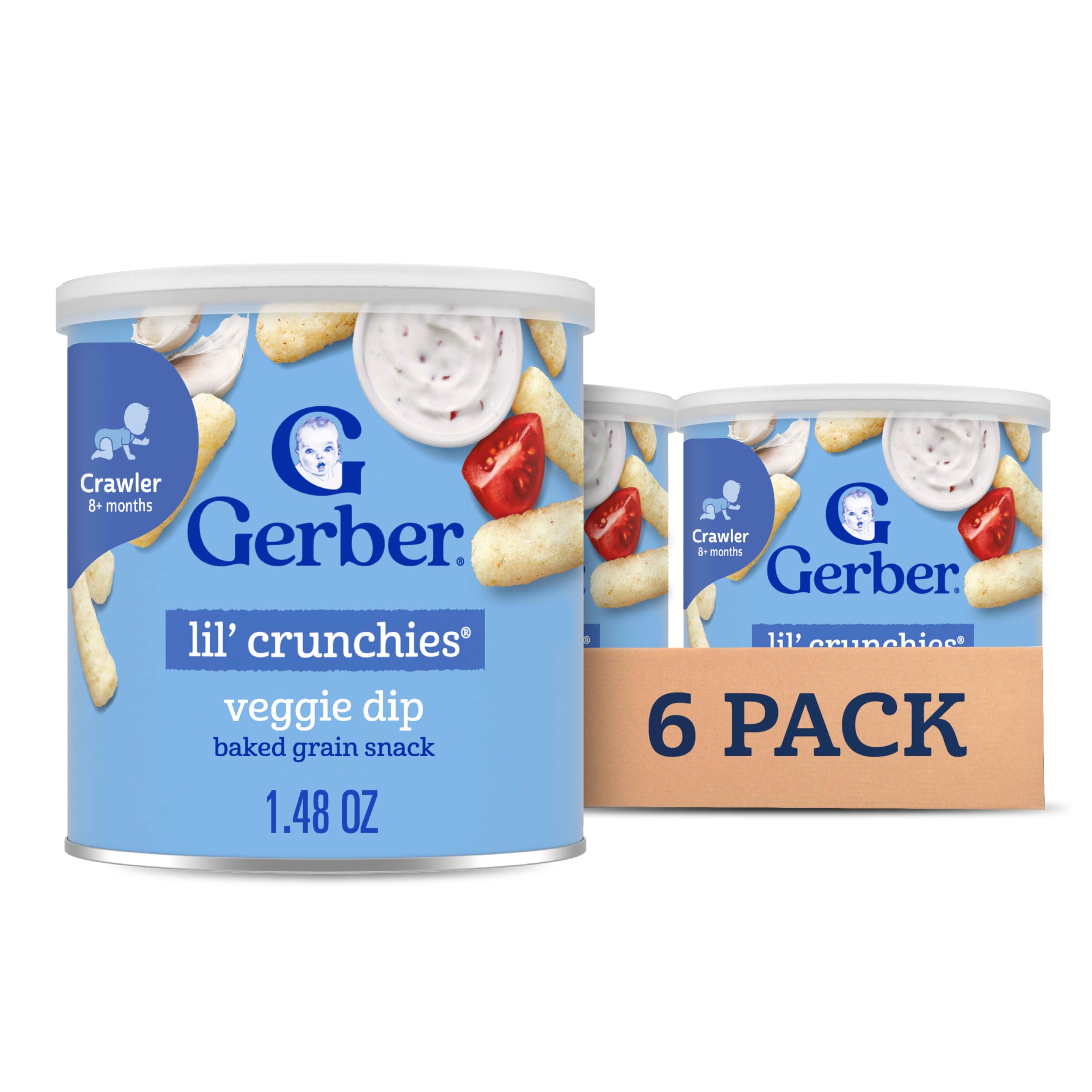 Photo 1 of ***** BEST BUY 01/13/26**** Gerber Snacks for Baby Lil Crunchies, Veggie Dip, 1.48 Ounce (Pack of 6)