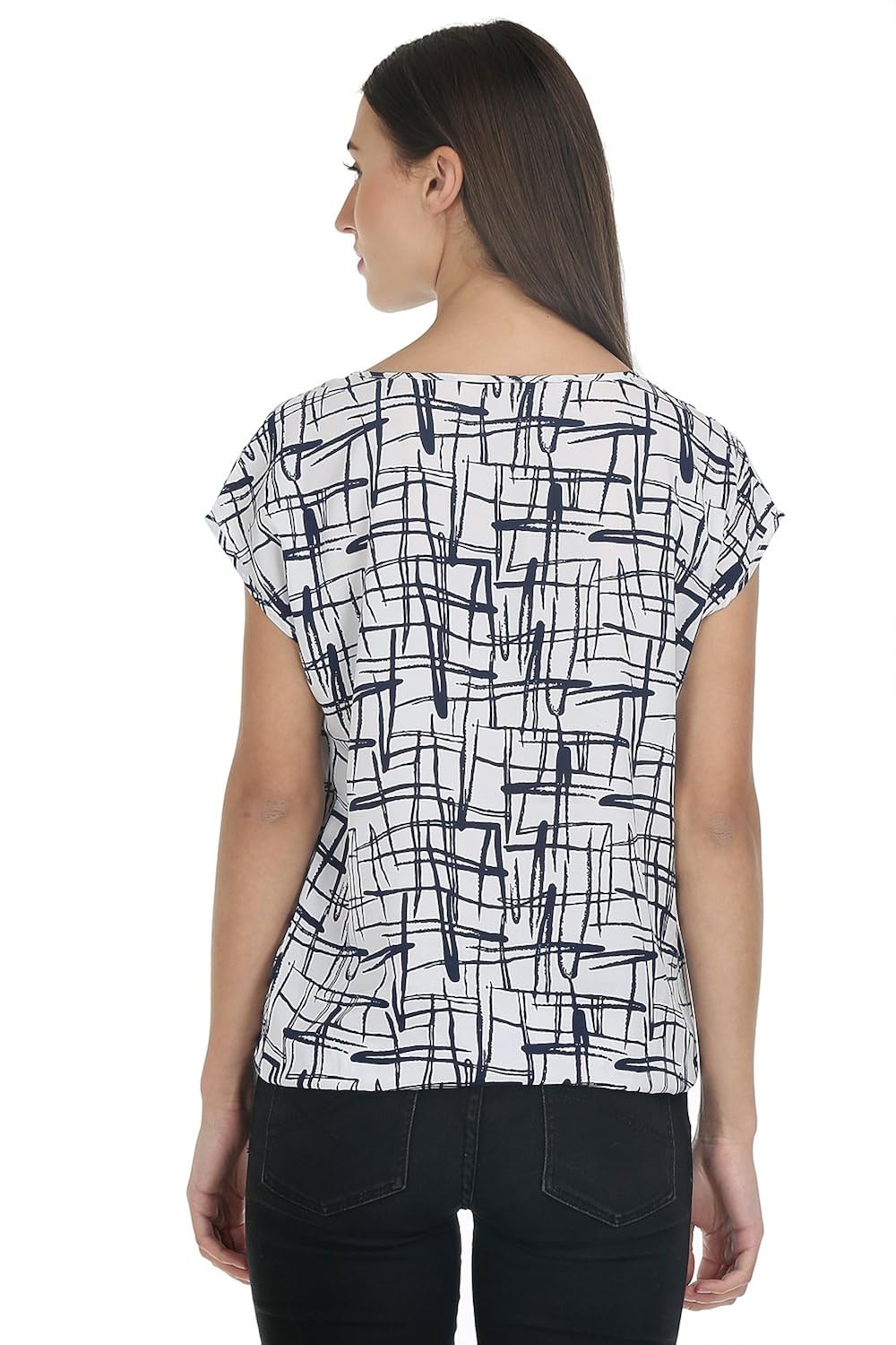 deewa white lined printed top
