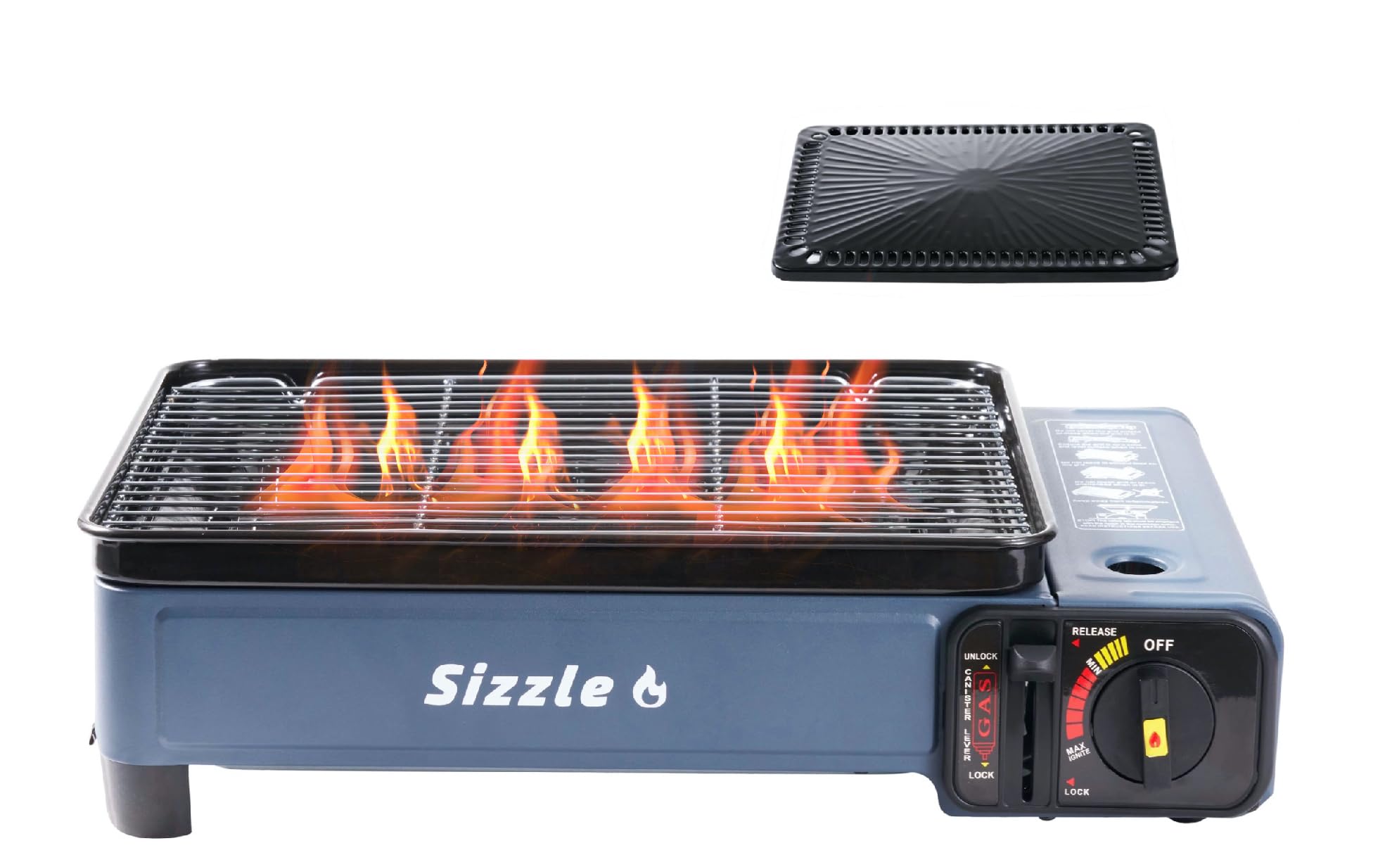 Photo 1 of Onnex Sizzle Goods Portable Butane Gas Grill with Iwatani Style Stainless Steel Cooking Grate and Nonstick Griddle, Indoor Tabletop Stove, Camping, Korean BBQ, Japanese Yakitori, Yakiniku