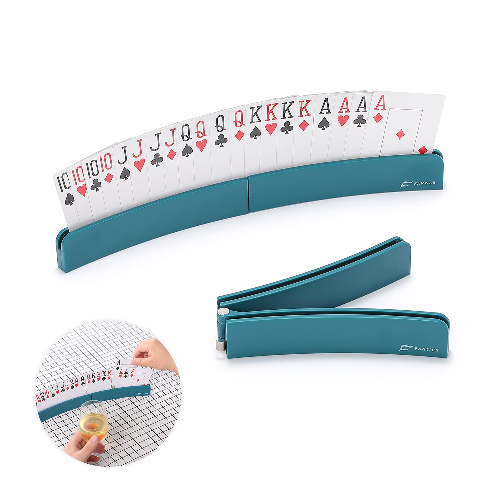 Card Holders for Playing Cards, Hands-Free Curved Foldable Plastic Playing Card Holder for Kids Seniors, 2 Pack, 13.38Inches Long