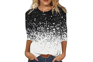 CETHRIO Trendy Blouses for Women Three Quarter Sleeve T Shirt Blouses Casual Loose Tee Tops 2023 Summer Outfits Clothes