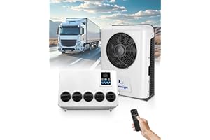 Treeligo Universal dc 12V Electric RV Truck Air Conditioner Camper A/C Unit 12000 BTU Fast Cooling for Motorhome Bus tractor automotive air conditioner, white