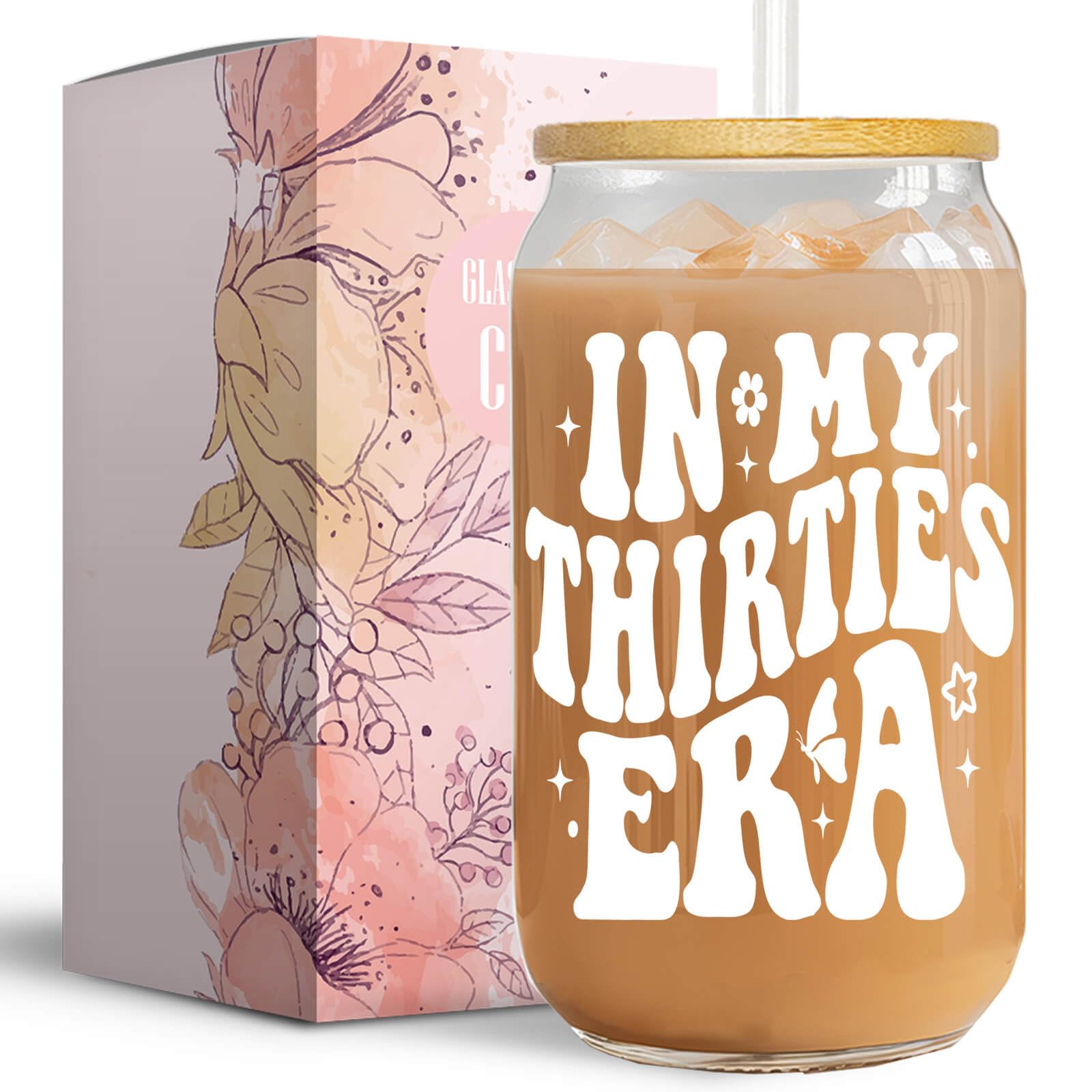 Vanteen 30th Birthday Gifts for Her, 30th Birthday Decorations for Her, In My Thirties Era 16 Oz Glass Cup, 30th Birthday Gifts Idea for 30 Year Old Women, Sister, Mom, Daughter, Best Friend