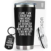 I Came I Saw I Forgot Tumbler - Hilarious 20 oz Insulated Coffee Travel Mug for Men Women - Funny Black Elderly Gag Gift for Seniors Cititzen, Dad, Grandpa, Grandma, Old People, Birthday, Retirement