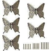 JUXYES Pack of 5 Vintage Butterfly Cupboard Door Knobs, Antique Bronze Drawer Pulls Retro Decorative Cabinet Handle Knobs for Dresser Drawer Cabinet Closet (Antique Bronze)