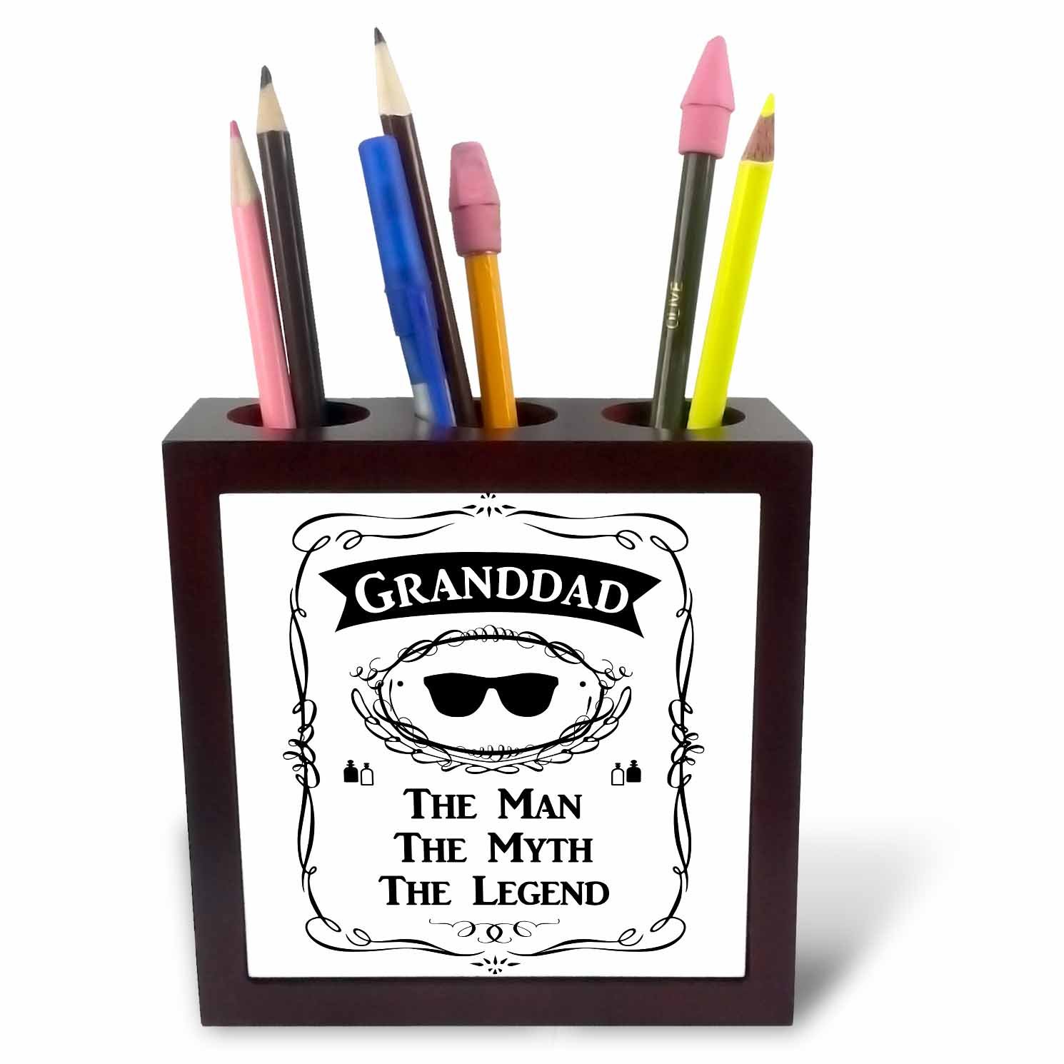 3dRose ph_232460_1 5-Inch Granddad the Man the Myth the Legend Funny Grandpa Grandfather Gift Tile Pen Holder