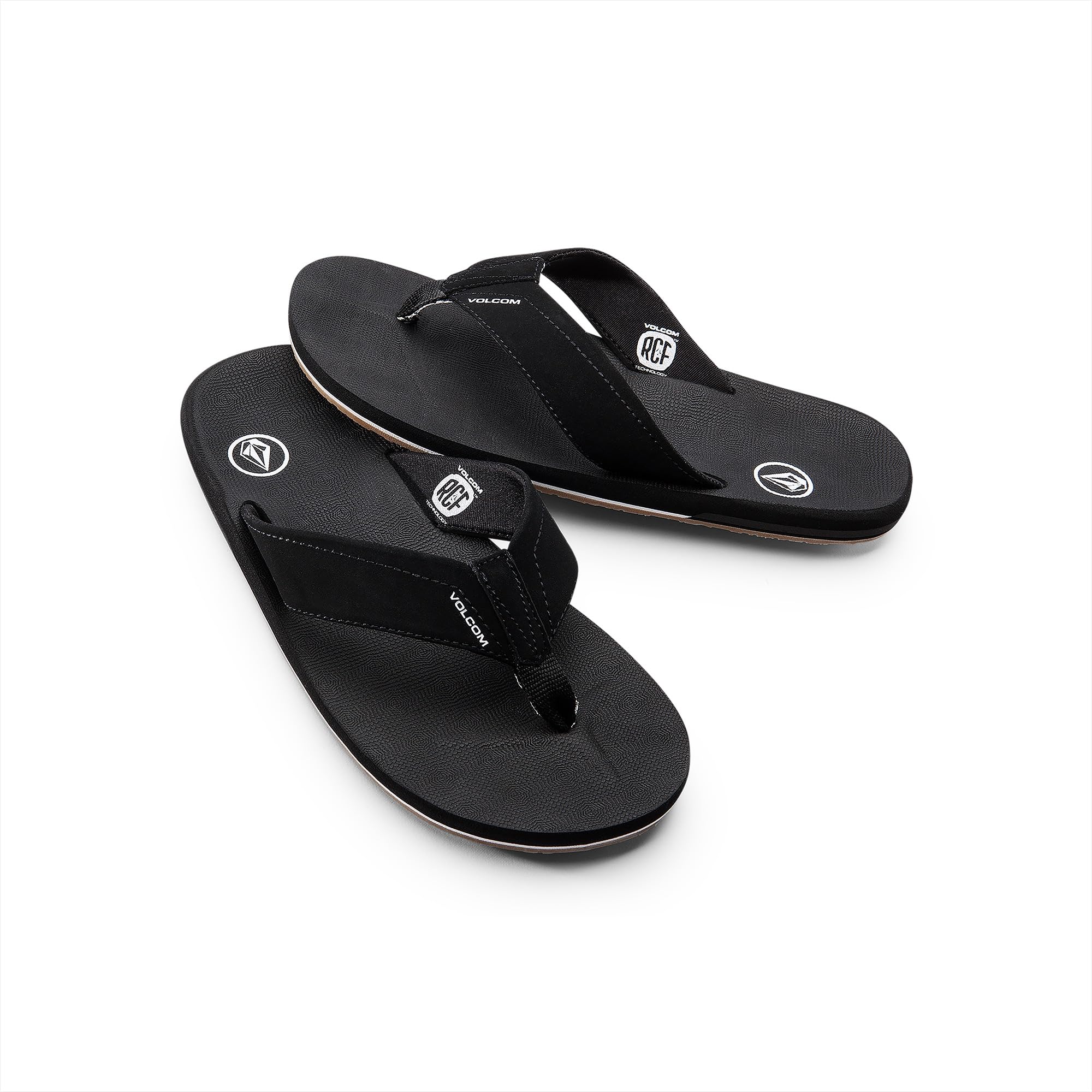 Volcom Men’s Victor Sandals – Water-Friendly Flip Flops with Recliner Comfort Foam Footbed, New Black, 10