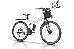 Vivi M026TGB Electric Bike 26" Electric Bike for Adults, Peak 750W Folding Electric Mountain Bike, 48V Removable Lithium Battery, 21 Speed, Top 22 Mph, Up to 50 Miles, Dual Shock Absorber, UL 2849