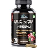 YUMMYVITE Uric Acid Advanced Formula – Kidney, Liver, Gallbladder, Urinary Tract Cleanse with Cranberry, Chanca Piedra, Tart Cherry, Milk Thistle and Bromelain 60 Capsules